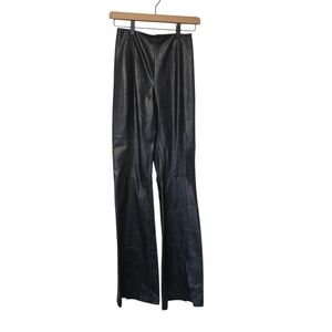 We The Free Black Faux Leather Pants with Gold Zipper